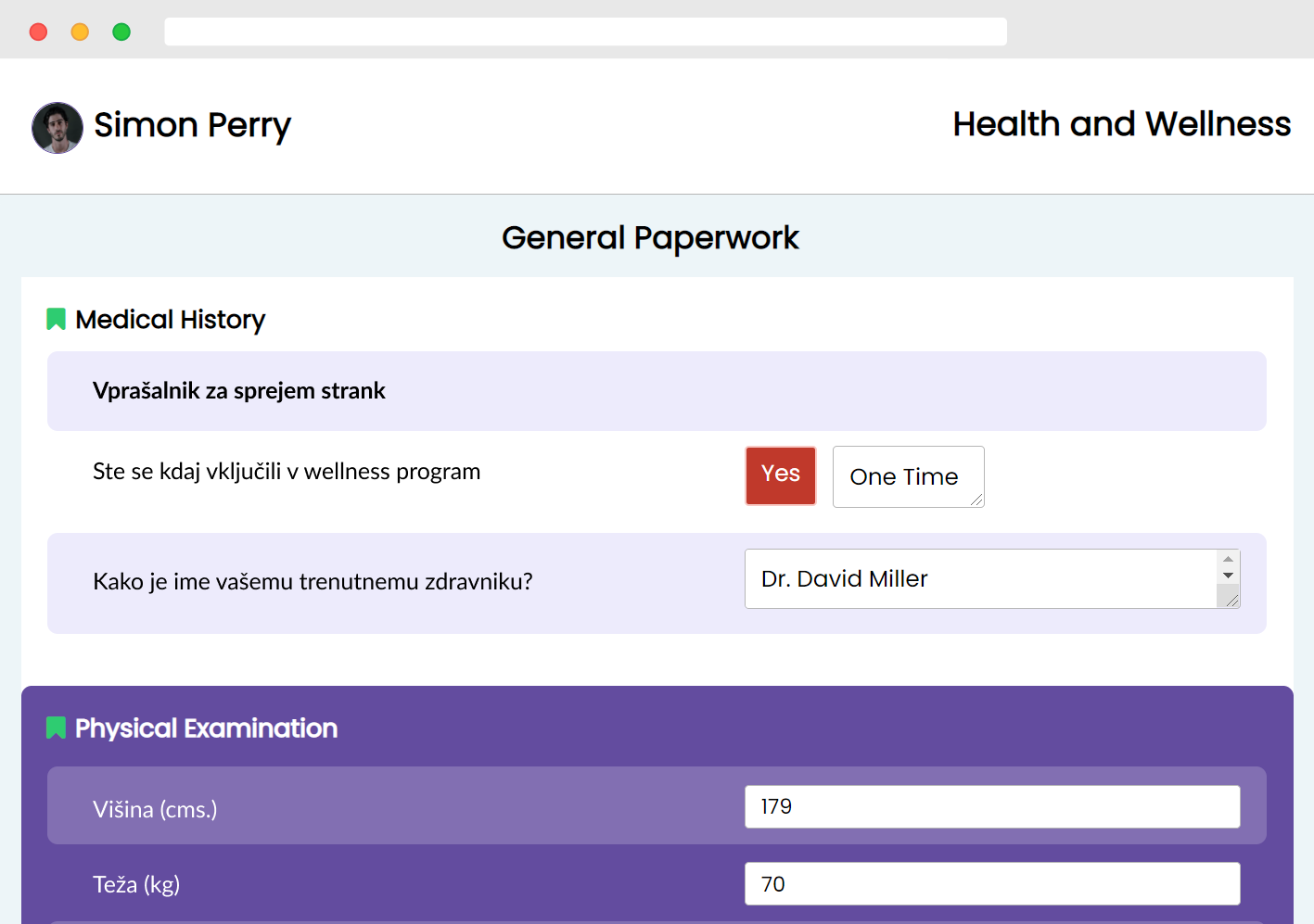 slovenia health questionnaire